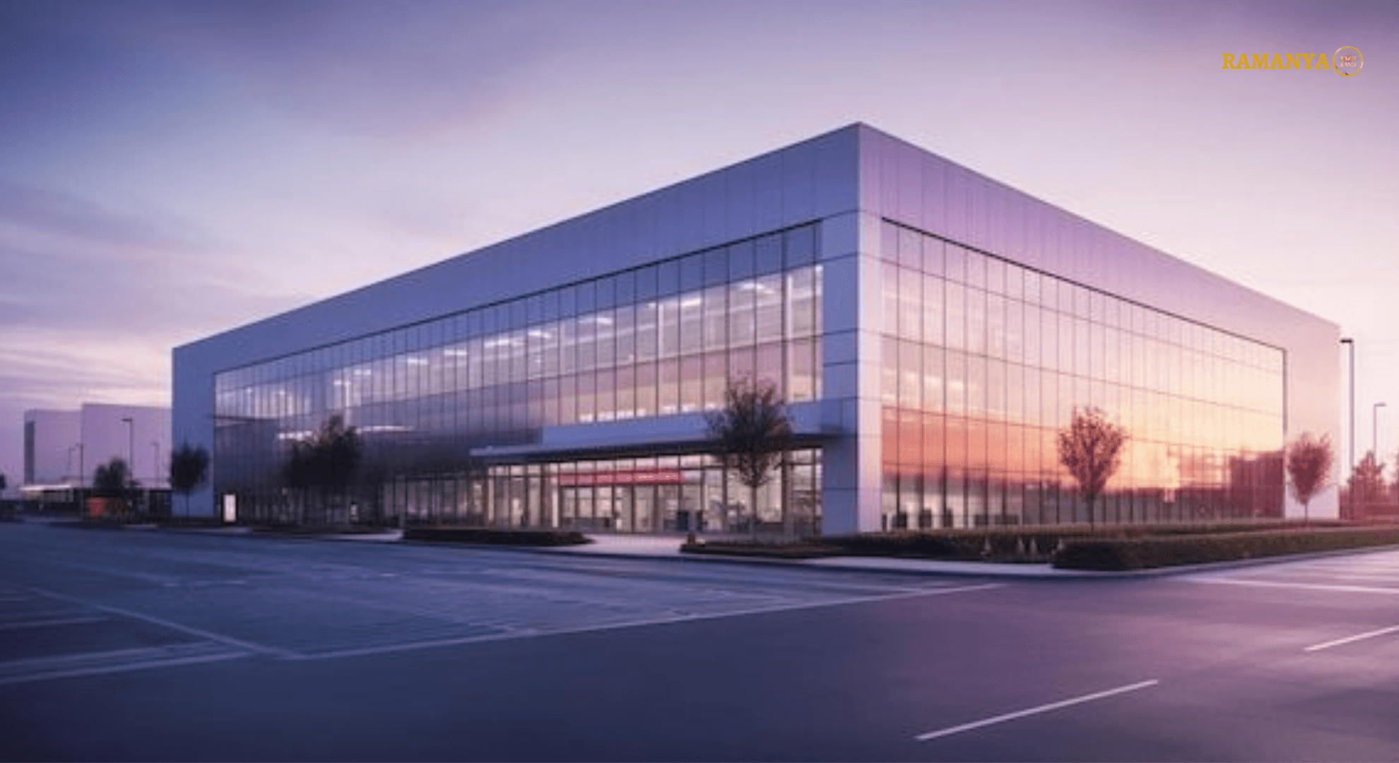 Modern warehouse with large windows